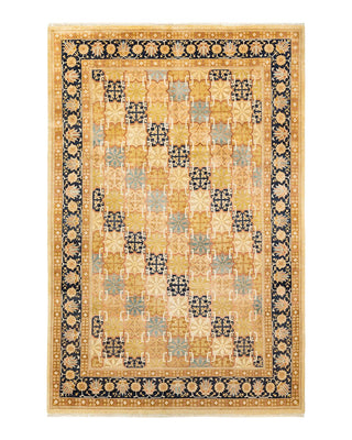 Traditional Mogul Ivory Wool Area Rug 6' 1" x 9' 1" - Solo Rugs