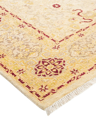 Traditional Mogul Ivory Wool Area Rug 6' 2" x 9' 0" - Solo Rugs