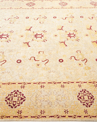 Traditional Mogul Ivory Wool Area Rug 6' 2" x 9' 0" - Solo Rugs