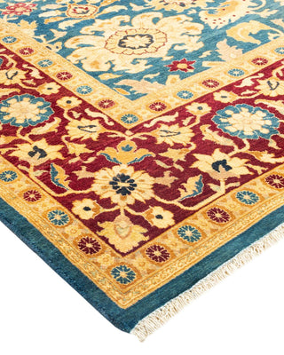 Traditional Mogul Blue Wool Area Rug 6' 1" x 8' 10" - Solo Rugs