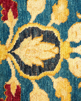 Traditional Mogul Blue Wool Area Rug 6' 1" x 8' 10" - Solo Rugs