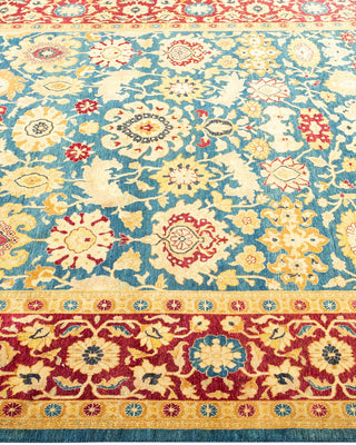 Traditional Mogul Blue Wool Area Rug 6' 1" x 8' 10" - Solo Rugs