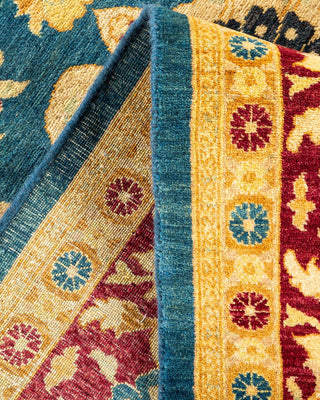Traditional Mogul Blue Wool Area Rug 6' 1" x 8' 10" - Solo Rugs