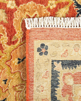 Traditional Mogul Orange Wool Area Rug 6' 2" x 8' 9" - Solo Rugs