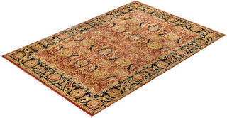 Traditional Mogul Orange Wool Area Rug 6' 2" x 8' 9" - Solo Rugs