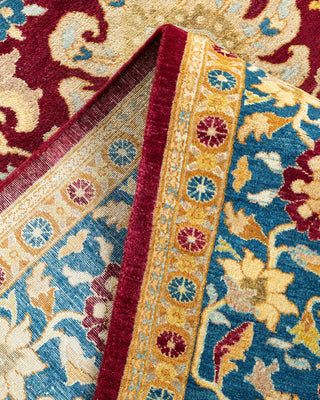 Traditional Mogul Red Wool Area Rug 6' 2" x 9' 2" - Solo Rugs