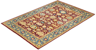Traditional Mogul Red Wool Area Rug 6' 2" x 9' 2" - Solo Rugs