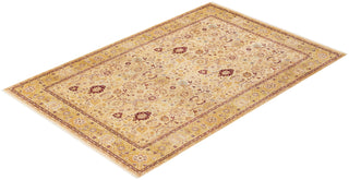 Traditional Mogul Ivory Wool Area Rug 6' 2" x 9' 3" - Solo Rugs