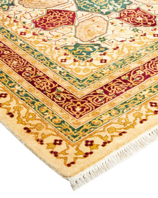 Traditional Mogul Ivory Wool Area Rug 6' 2" x 9' 3" - Solo Rugs