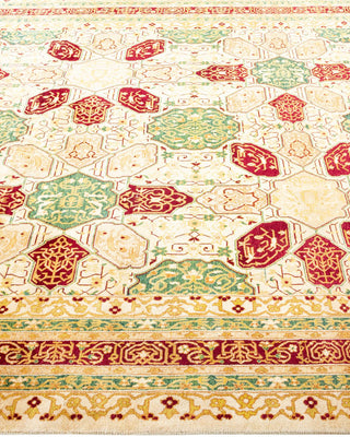 Traditional Mogul Ivory Wool Area Rug 6' 2" x 9' 3" - Solo Rugs