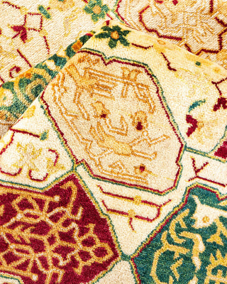 Traditional Mogul Ivory Wool Area Rug 6' 2" x 9' 3" - Solo Rugs