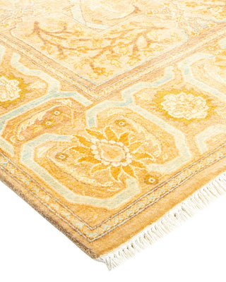 Traditional Mogul Yellow Wool Area Rug 6' 0" x 9' 8" - Solo Rugs