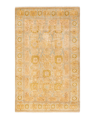 Traditional Mogul Yellow Wool Area Rug 6' 0" x 9' 8" - Solo Rugs