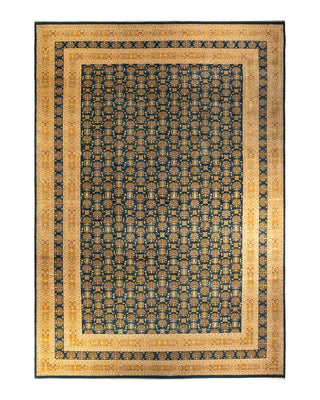 Traditional Mogul Green Wool Area Rug 12' 4" x 17' 10" - Solo Rugs