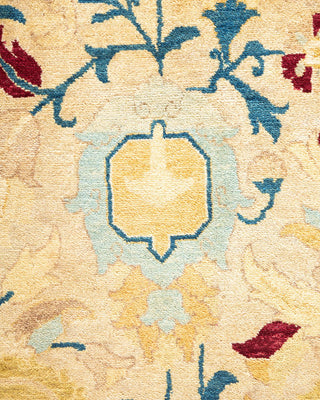 Traditional Mogul Ivory Wool Area Rug 9' 1" x 12' 1" - Solo Rugs