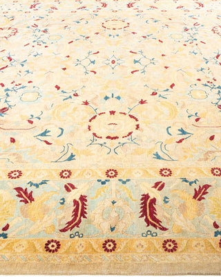 Traditional Mogul Ivory Wool Area Rug 9' 1" x 12' 1" - Solo Rugs