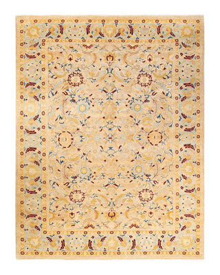 Traditional Mogul Ivory Wool Area Rug 9' 1" x 12' 1" - Solo Rugs