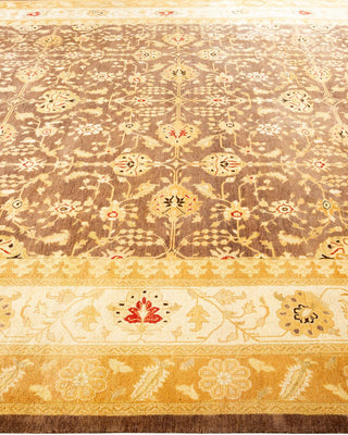 Traditional Mogul Brown Wool Area Rug 9' 1" x 12' 0" - Solo Rugs