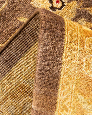 Traditional Mogul Brown Wool Area Rug 9' 1" x 12' 0" - Solo Rugs