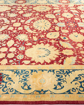 Traditional Mogul Red Wool Area Rug 9' 1" x 11' 10" - Solo Rugs