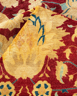 Traditional Mogul Red Wool Area Rug 9' 1" x 11' 10" - Solo Rugs