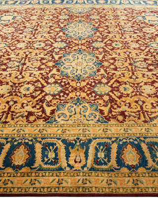 Traditional Mogul Red Wool Area Rug 9' 1" x 11' 9" - Solo Rugs