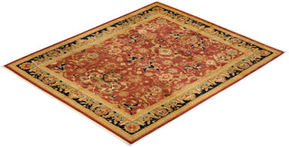 Traditional Mogul Orange Wool Area Rug 8' 2" x 9' 10" - Solo Rugs