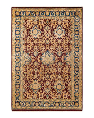 Traditional Mogul Red Wool Area Rug 6' 1" x 8' 10" - Solo Rugs