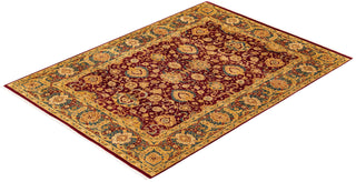 Traditional Mogul Red Wool Area Rug 6' 1" x 8' 7" - Solo Rugs