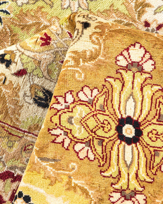Traditional Mogul Green Wool Area Rug 4' 2" x 6' 4" - Solo Rugs