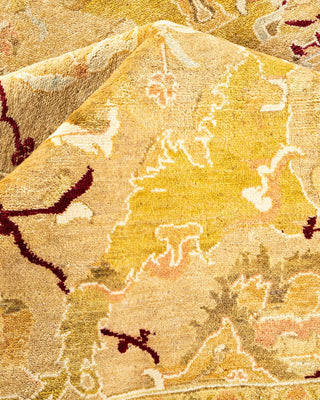 Traditional Mogul Yellow Wool Area Rug 9' 2" x 12' 6" - Solo Rugs