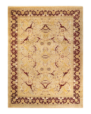 Traditional Mogul Yellow Wool Area Rug 9' 2" x 12' 6" - Solo Rugs