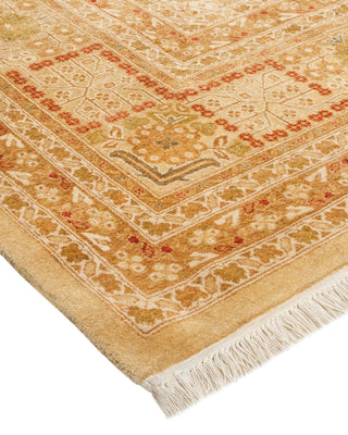 Traditional Mogul Yellow Wool Area Rug 9' 2" x 11' 9" - Solo Rugs