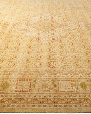 Traditional Mogul Yellow Wool Area Rug 9' 2" x 11' 9" - Solo Rugs