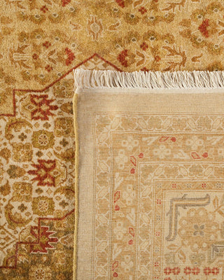 Traditional Mogul Yellow Wool Area Rug 9' 2" x 11' 9" - Solo Rugs