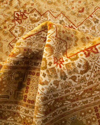 Traditional Mogul Yellow Wool Area Rug 9' 2" x 11' 9" - Solo Rugs