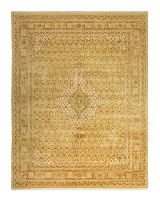 Traditional Mogul Yellow Wool Area Rug 9' 2" x 11' 9" - Solo Rugs