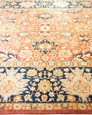 Traditional Mogul Orange Wool Area Rug 7' 10" x 10' 2" - Solo Rugs