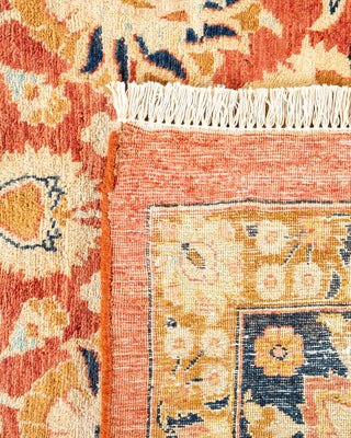 Traditional Mogul Orange Wool Area Rug 7' 10" x 10' 2" - Solo Rugs