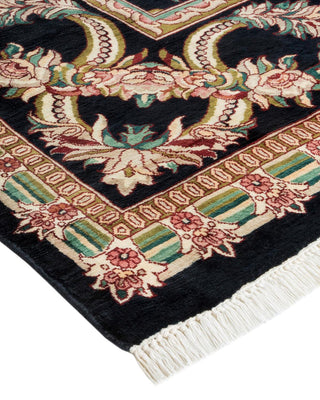 Traditional Mogul Black Wool Area Rug 9' 0" x 11' 7" - Solo Rugs
