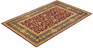 Traditional Mogul Red Wool Area Rug 6' 1" x 9' 6" - Solo Rugs