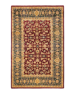 Traditional Mogul Red Wool Area Rug 6' 1" x 9' 6" - Solo Rugs
