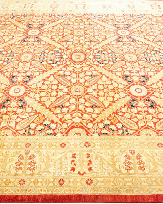 Traditional Mogul Orange Wool Area Rug 6' 2" x 8' 6" - Solo Rugs
