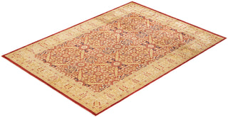 Traditional Mogul Orange Wool Area Rug 6' 2" x 8' 6" - Solo Rugs