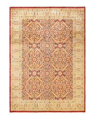 Traditional Mogul Orange Wool Area Rug 6' 2" x 8' 6" - Solo Rugs