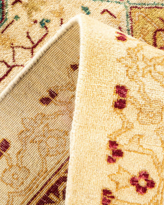 Traditional Mogul Ivory Wool Area Rug 6' 1" x 9' 1" - Solo Rugs