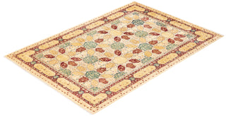 Traditional Mogul Ivory Wool Area Rug 6' 1" x 9' 1" - Solo Rugs