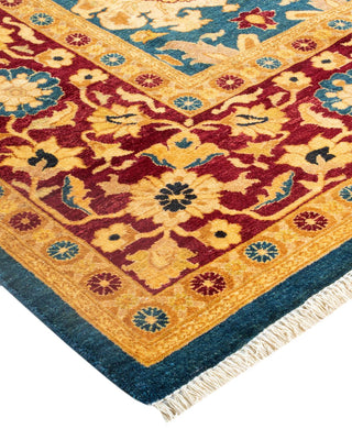 Traditional Mogul Blue Wool Area Rug 6' 1" x 9' 1" - Solo Rugs