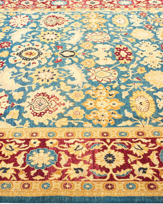 Traditional Mogul Blue Wool Area Rug 6' 1" x 9' 1" - Solo Rugs
