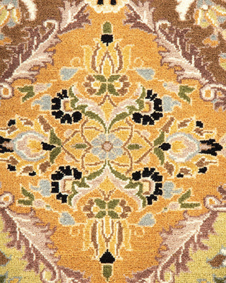 Traditional Mogul Yellow Wool Octagon Area Rug 9' 1" x 9' 1" - Solo Rugs